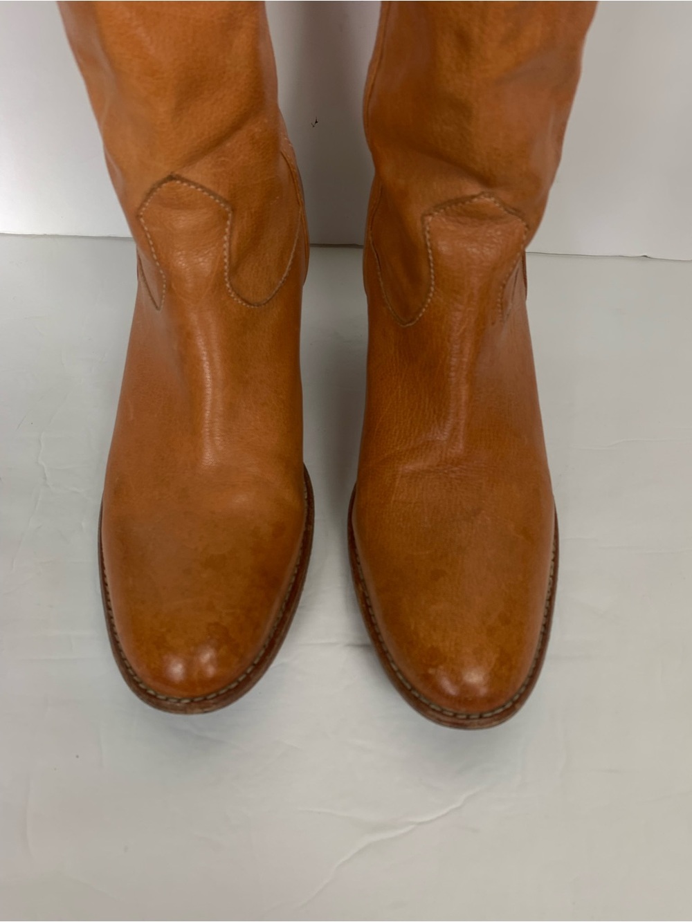 Frye Taylor Pull On Tan Leather Western Tall Boots Pointed Toe Womens Size 11 - Picture 15 of 15
